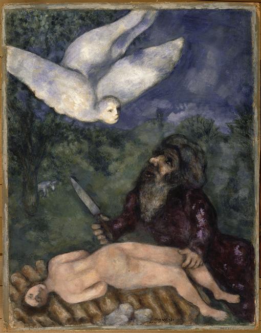 Abraham is going to sacrifice his son (1931) - Marc Chagall Tablo