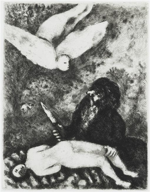 Abraham is going to sacrifice his son according to the order of God (Genesis, XXII, 9 14) (1956) - Marc Chagall Tablo