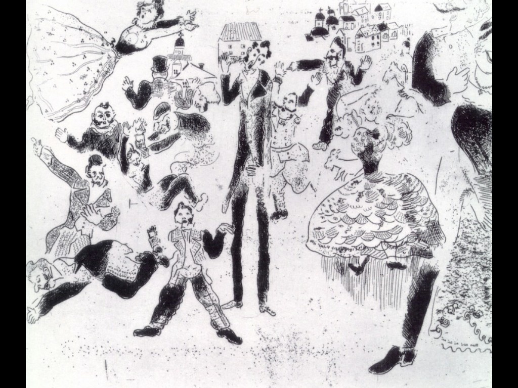 Banquet degenerates into brawl (1923) – Marc Chagall Tablo
