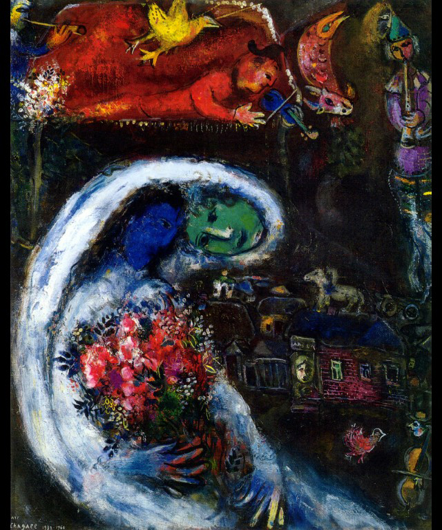 Bride with Blue Face (1932) - Marc Chagall Tablo