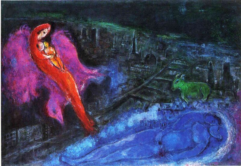 Bridges over the Seine (1954) - Marc Chagall Tablo