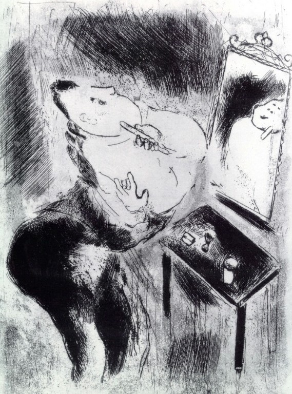 Chichikov shaves (1923) - Marc Chagall Tablo