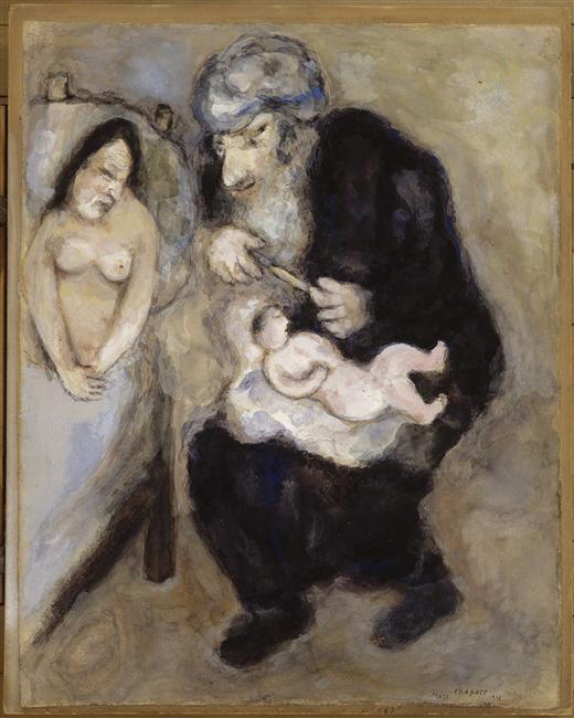 Circumcision prescribed by God to Abraham (Genesis, XVII, 10) (1931) - Marc Chagall Tablo