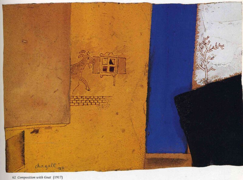 Composition with goat (1917) - Marc Chagall Tablo