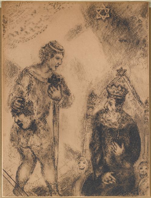 David with the Head of Goliath, comes to Saul (I Samuel, XVII, 55 58) (1956) - Marc Chagall Tablo