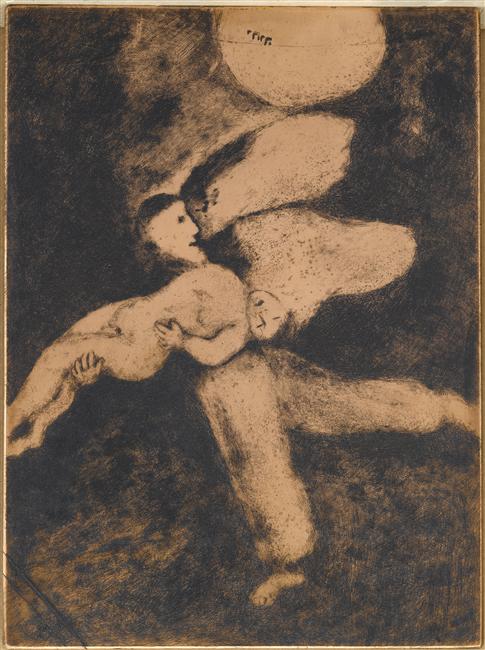 God creates Man and gives him the breath of life (Genesis II, 7) (1956) – Marc Chagall Tablo