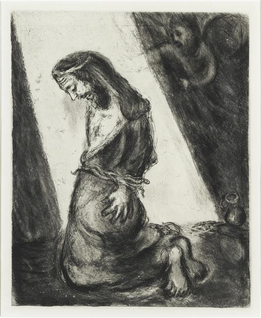 Jeremiah thrown into a prison by the people of King Zedekiah (Jeremiah, XXXVIII, 4 6) (1956) - Marc Chagall Tablo