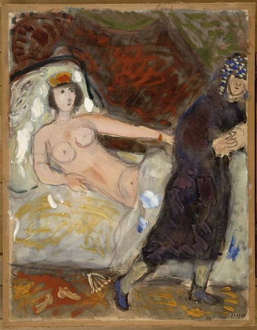 Joseph and Potiphar's wife (1931) - Marc Chagall Tablo