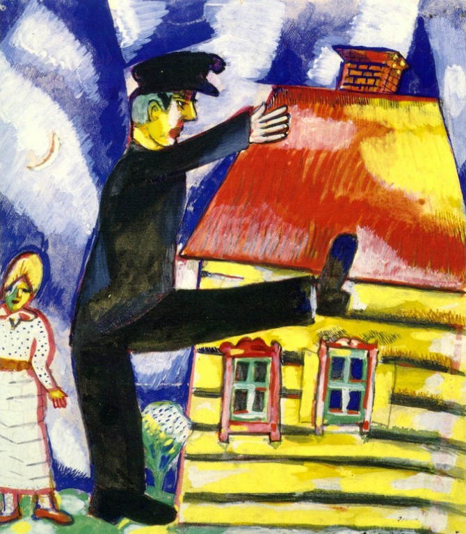 Marching (1915) - Marc Chagall Tablo