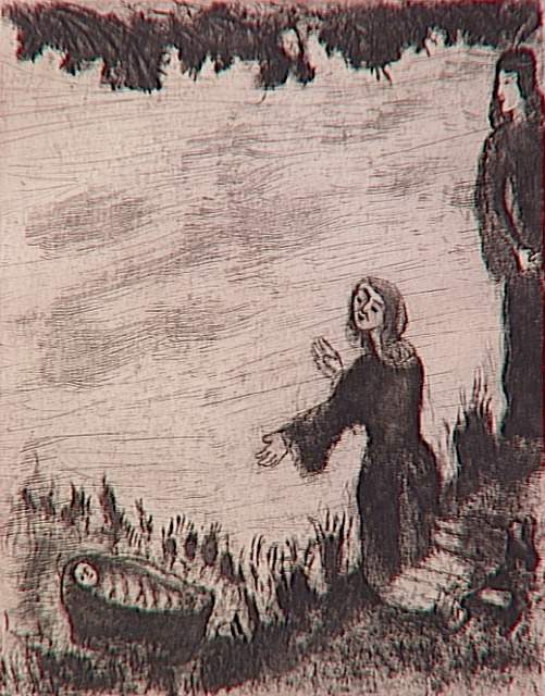Moses is saved from the waters of Nile by Pharaoh's daughter (Exodus II, 5 6) (1956) - Marc Chagall Tablo