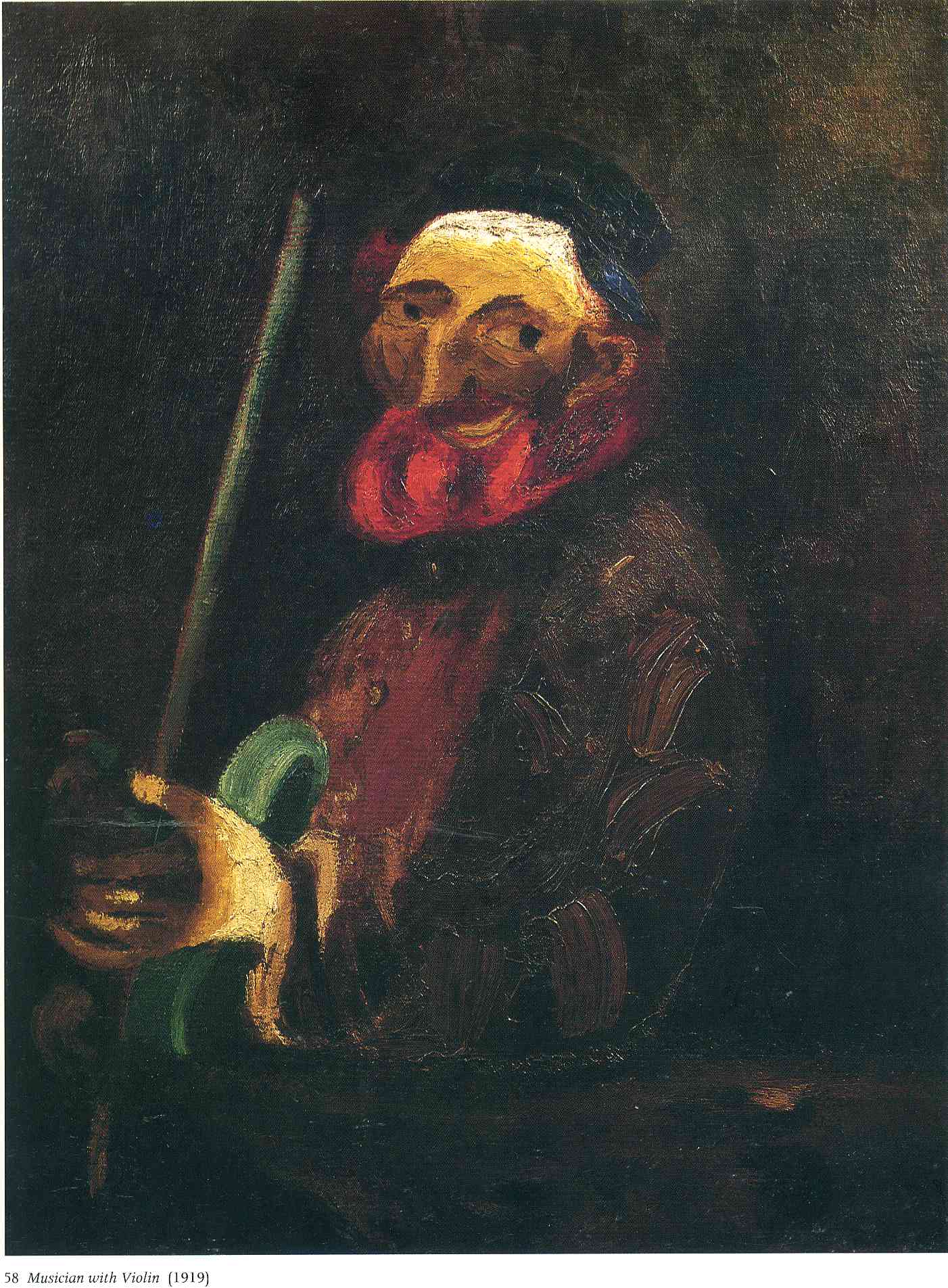 Musician with violin (1919) - Marc Chagall Tablo