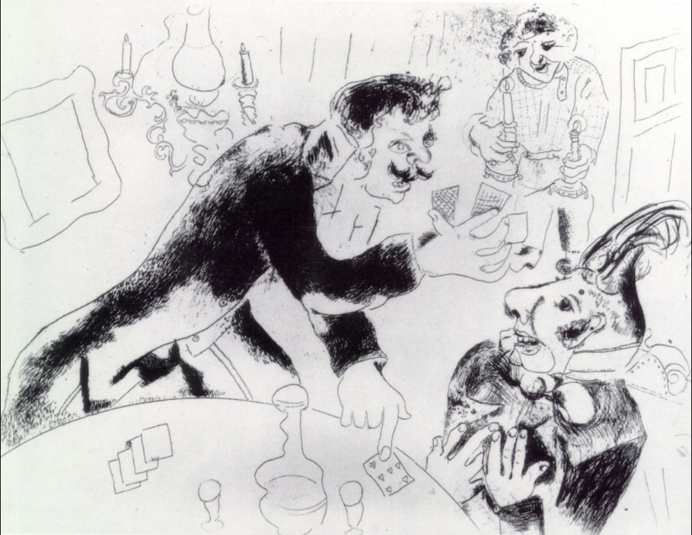 Nozdryov and Tchitchikov (1923) - Marc Chagall Tablo