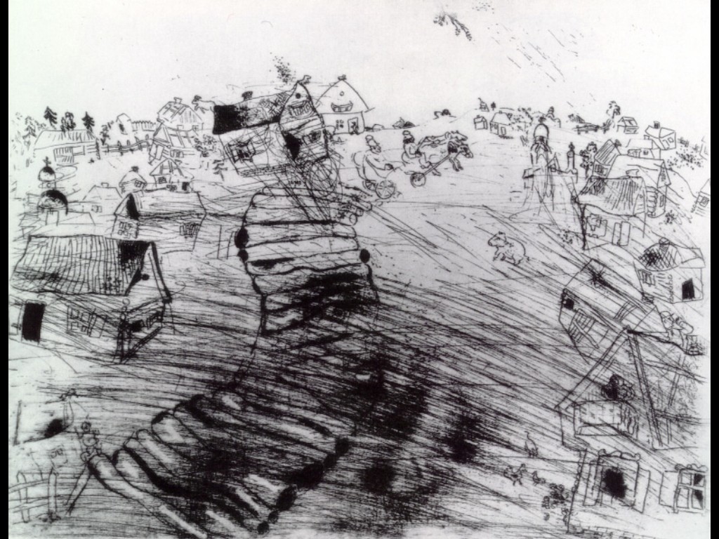 Pliushkin's village (1923) - Marc Chagall Tablo