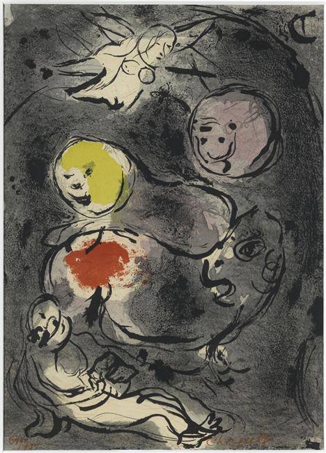Prophet Daniel with lions (1956) - Marc Chagall Tablo