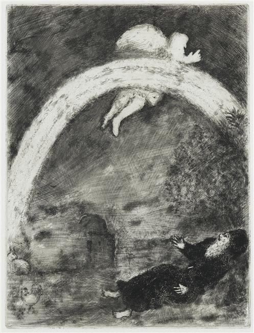 Rainbow in the sky, a sign of Covenant between God and Earth, (Genesis, IX, 8 17) (1956) - Marc Chagall Tablo