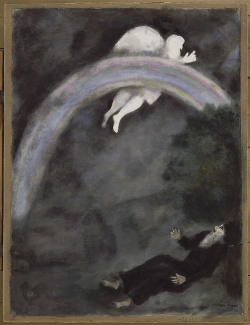 Rainbow in the sky, a sign of Covenant between God and Earth (1931) – Marc Chagall Tablo