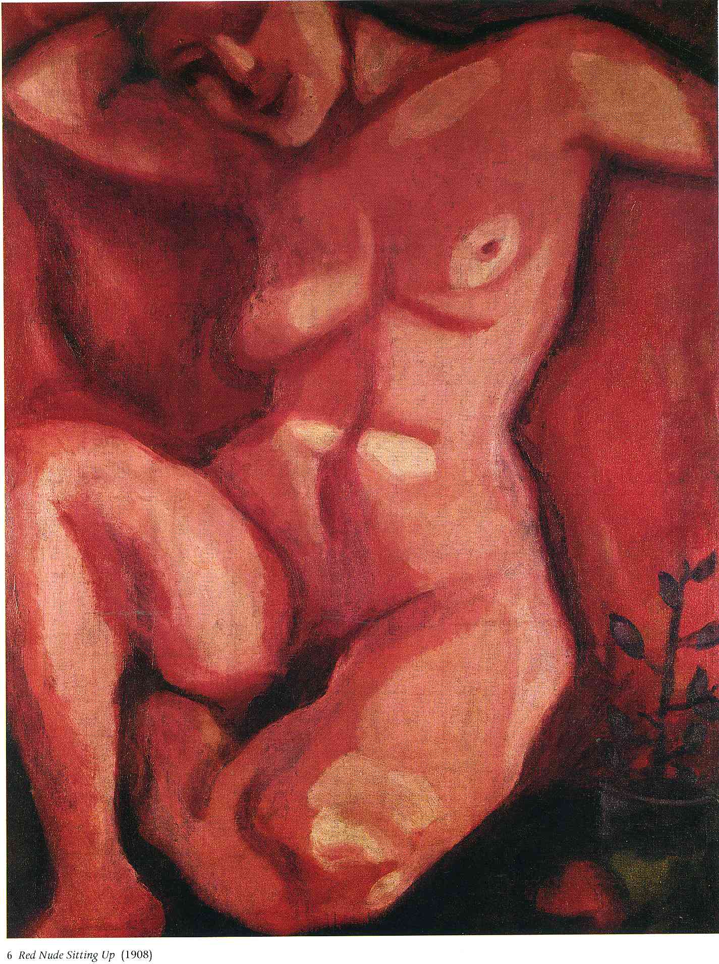Red Nude Sitting Up (1908) - Marc Chagall Tablo