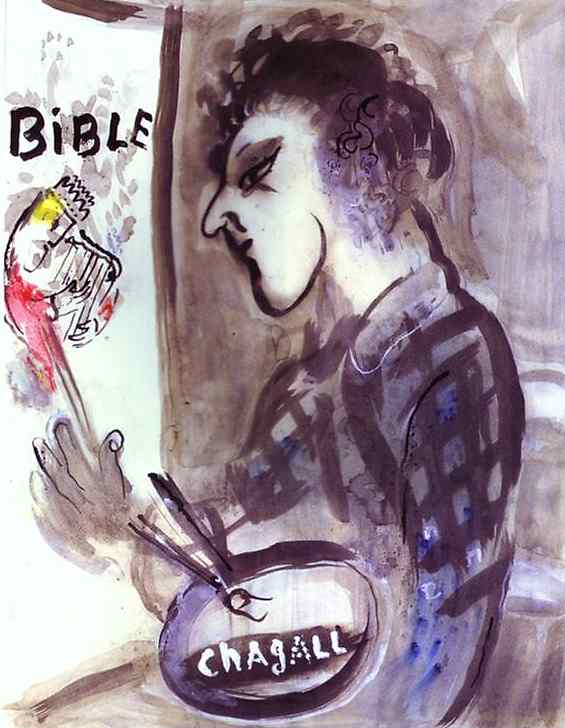 Self Portrait with a Palette (1955) - Marc Chagall Tablo