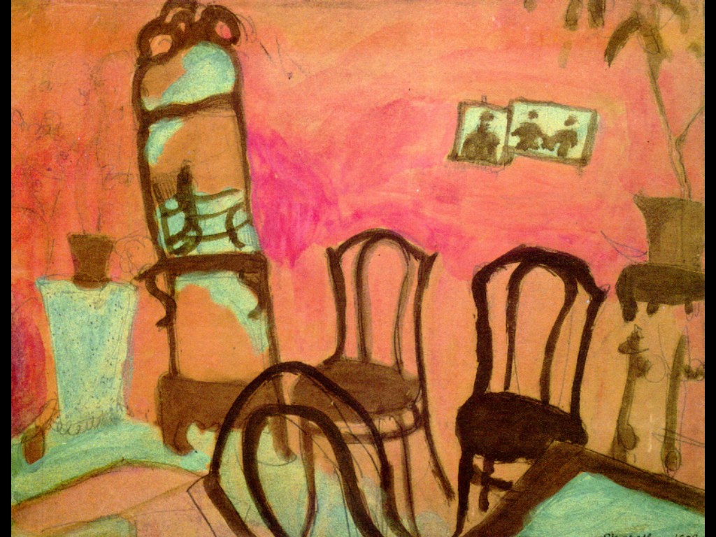 Small Drawing Room (1908) - Marc Chagall Tablo