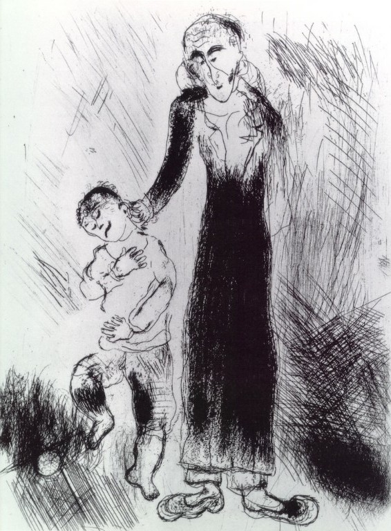 Tchitchikov's father educates him (1923) - Marc Chagall Tablo