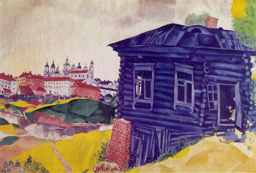 The Blue House (1917) - Marc Chagall Tablo
