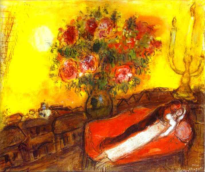The Sky inflames (1954) - Marc Chagall Tablo