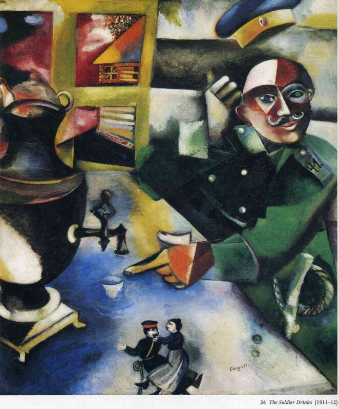 The Soldier Drinks (1912) - Marc Chagall Tablo