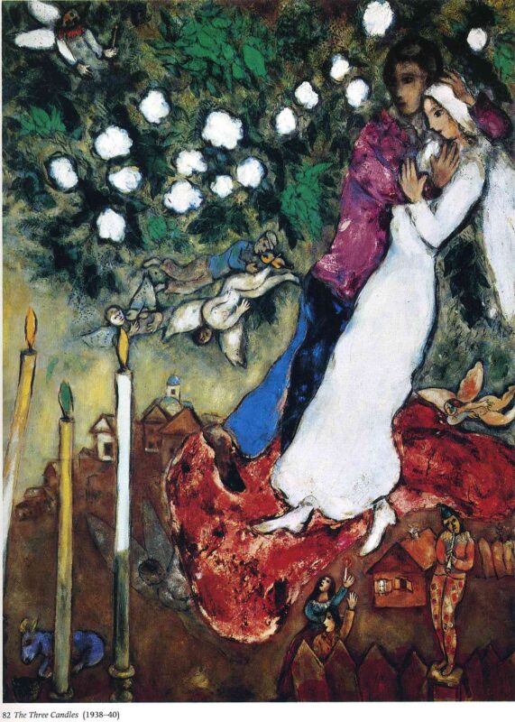 The Three Candles (1938) - Marc Chagall Tablo