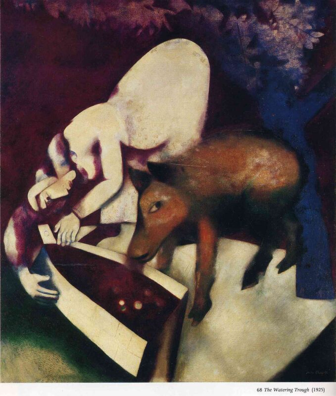 The Watering Trough (1925) - Marc Chagall Tablo