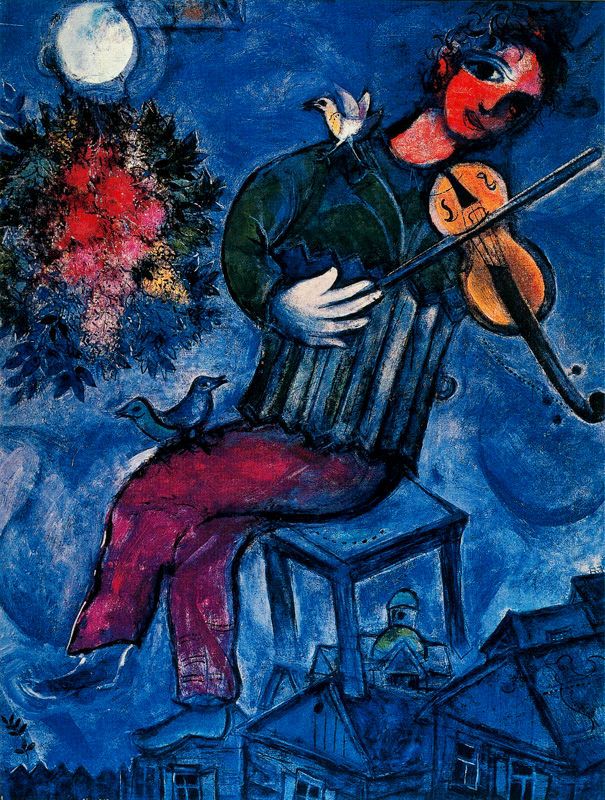 The blue fiddler (1947) - Marc Chagall Tablo