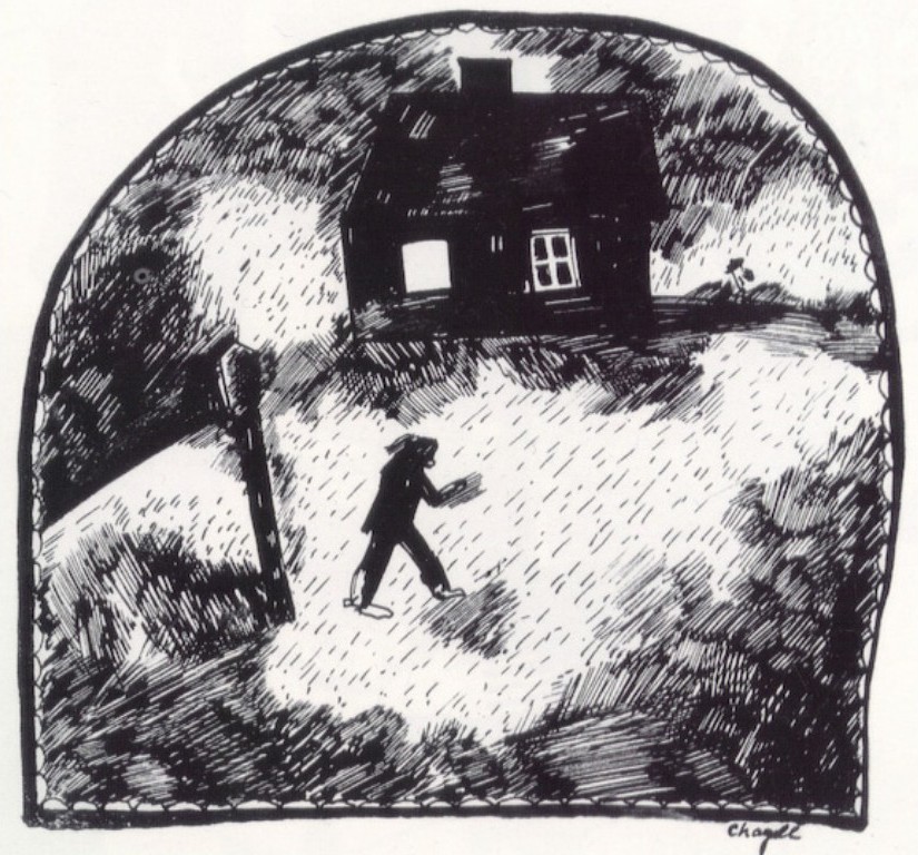 The house on the forest edge (1914) – Marc Chagall Tablo