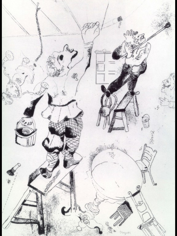 The house painters (1923) - Marc Chagall Tablo