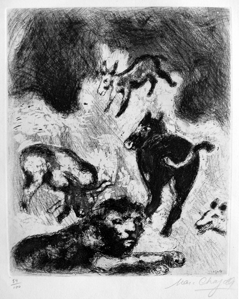 The lion become old (1930) - Marc Chagall Tablo