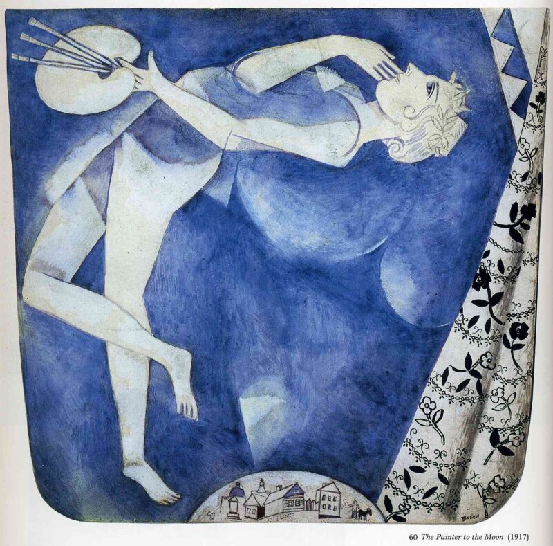 The painter to the moon (1917) - Marc Chagall Tablo