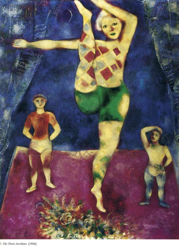 Three Acrobates (1926) - Marc Chagall Tablo