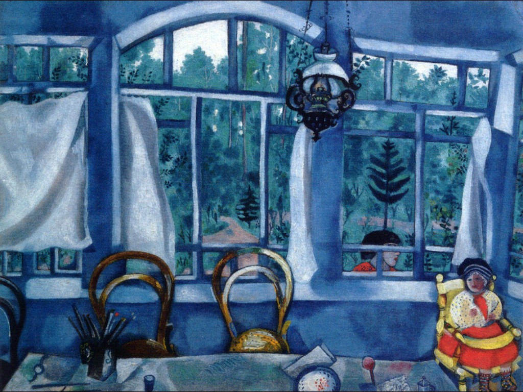 Window over a Garden (1917) - Marc Chagall Tablo