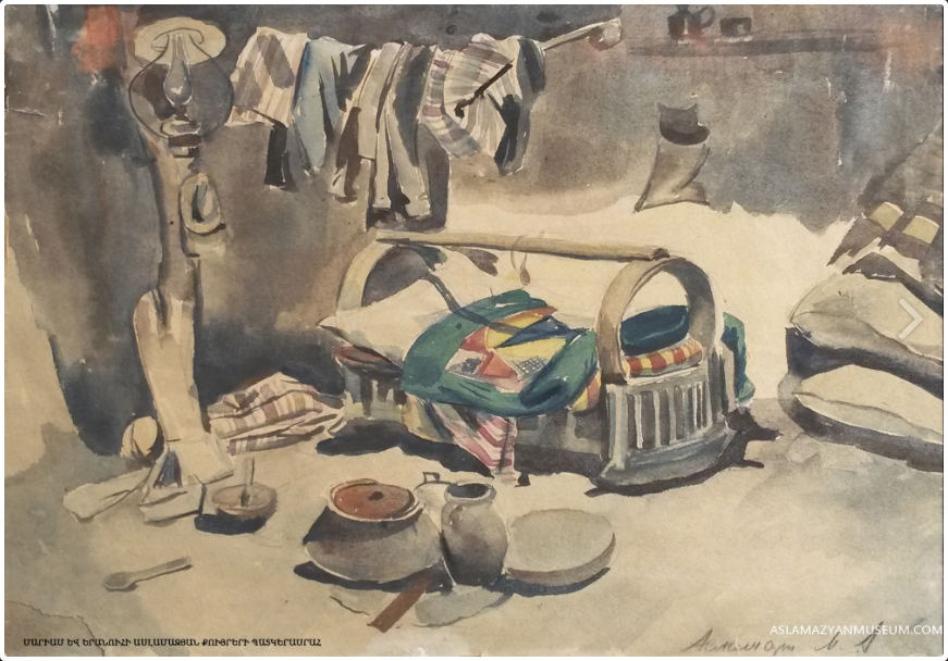 An interior of old Armenian house (1942) - Mariam Aslamazian Tablo