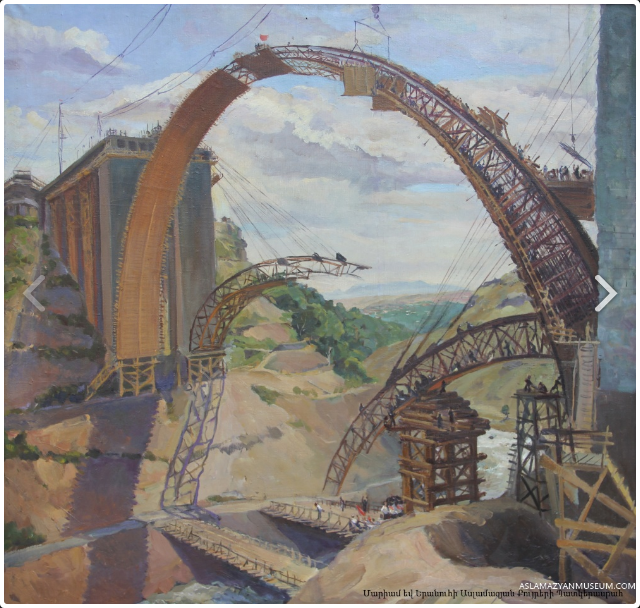 The constructing bridge in Yerevan (1952) - Mariam Aslamazian Tablo