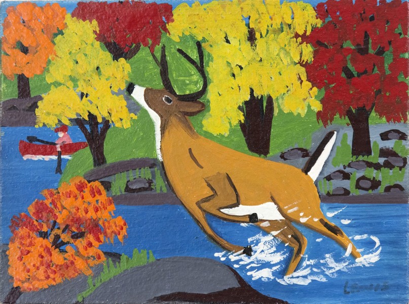 Deer in Stream - Maud Lewis Tablo