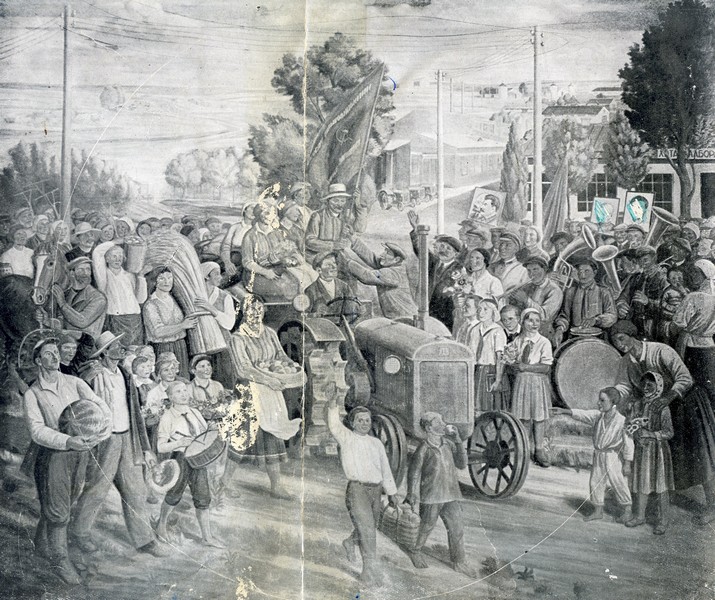 Frescoes of Kharkiv Chervonozavodsky theatre The holiday of harvest (1935) - Mykhailo Boychuk Tablo