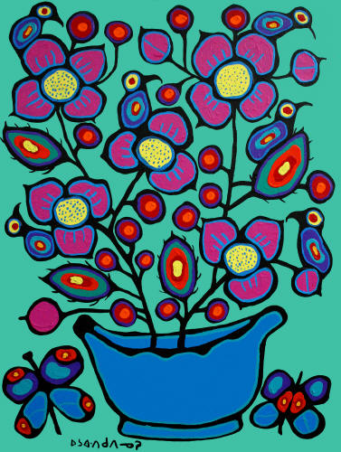 A Pot Of Flowers - Norval Morrisseau Tablo