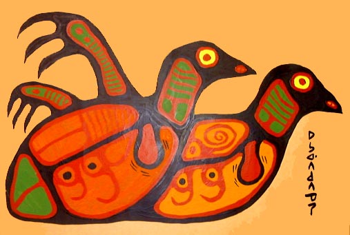 Birds With Heart - Norval Morrisseau Tablo
