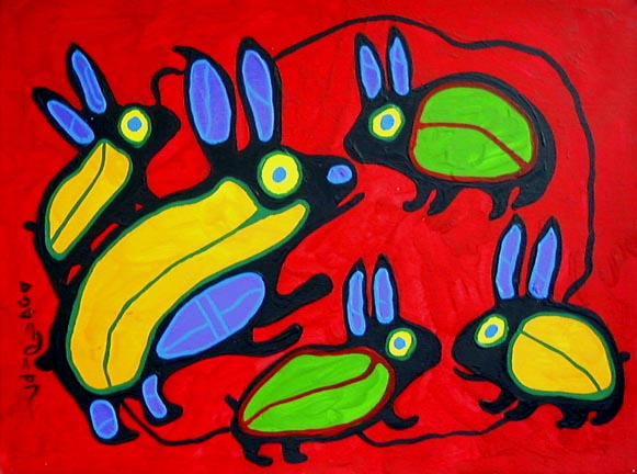 Family of Rabbits - Norval Morrisseau Tablo