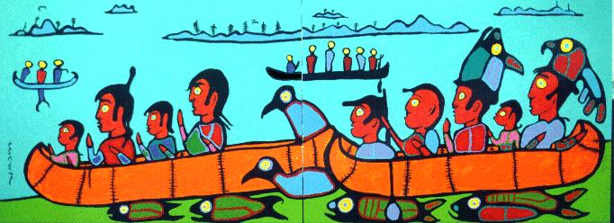 Migration after the Flood - Norval Morrisseau Tablo