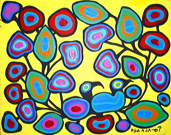 Ojibwa Floral - Norval Morrisseau Tablo