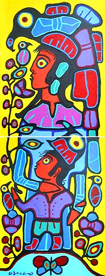 Teaching Grandson - Norval Morrisseau Tablo