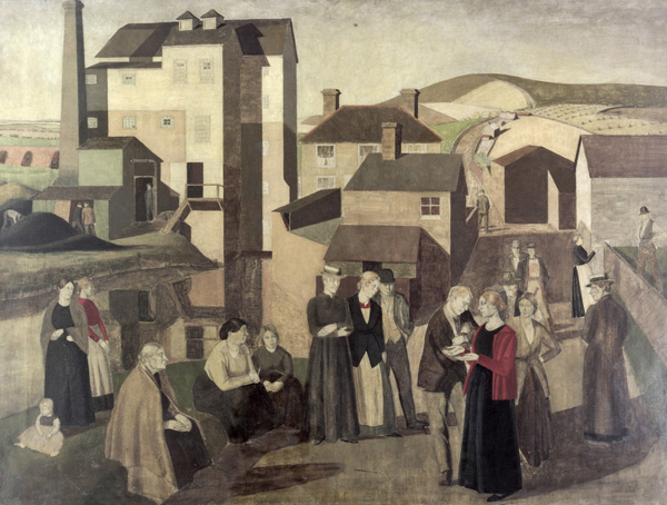 A Scene in a Village Street with Millhands Conversing (1919) - Winifred Knights Tablo