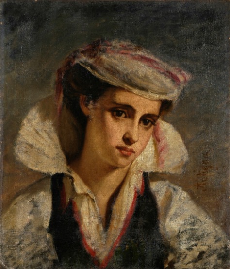 Study of Aragonese Woman, Bust (1870) – Alexandre Antigna Tablo