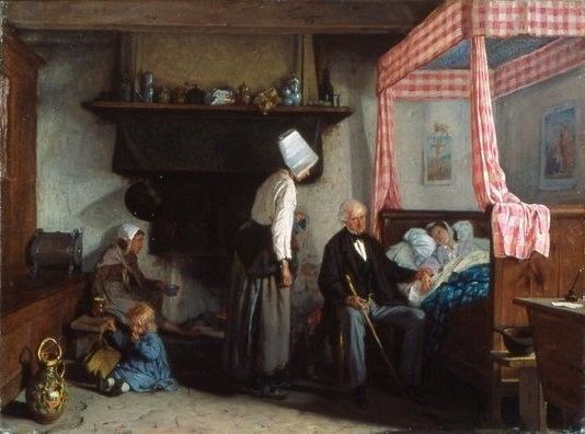 The doctor's visit Breton interior (1861) - Alexandre Antigna Tablo