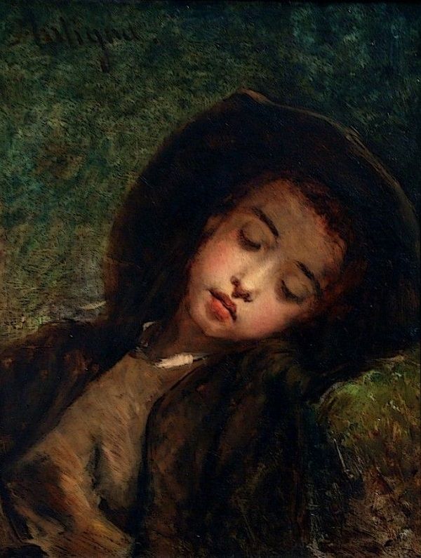 Young Breton Asleep (1857) - Alexandre Antigna Tablo